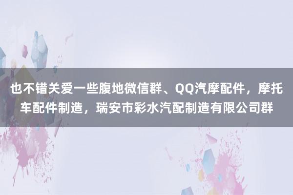 也不错关爱一些腹地微信群、QQ汽摩配件，摩托车配件制造，瑞安市彩水汽配制造有限公司群
